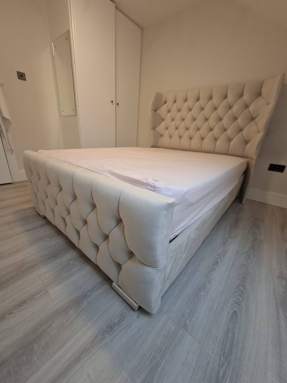 Oxford Wingback Bed — cream