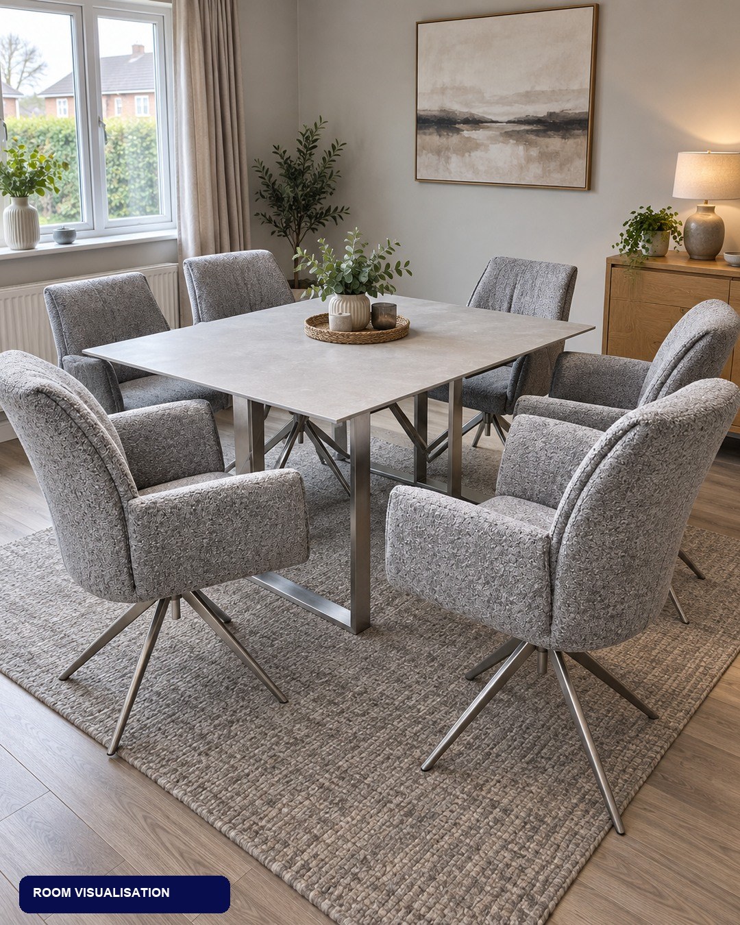 Oslo Dining Set with 6 Rotating Chairs