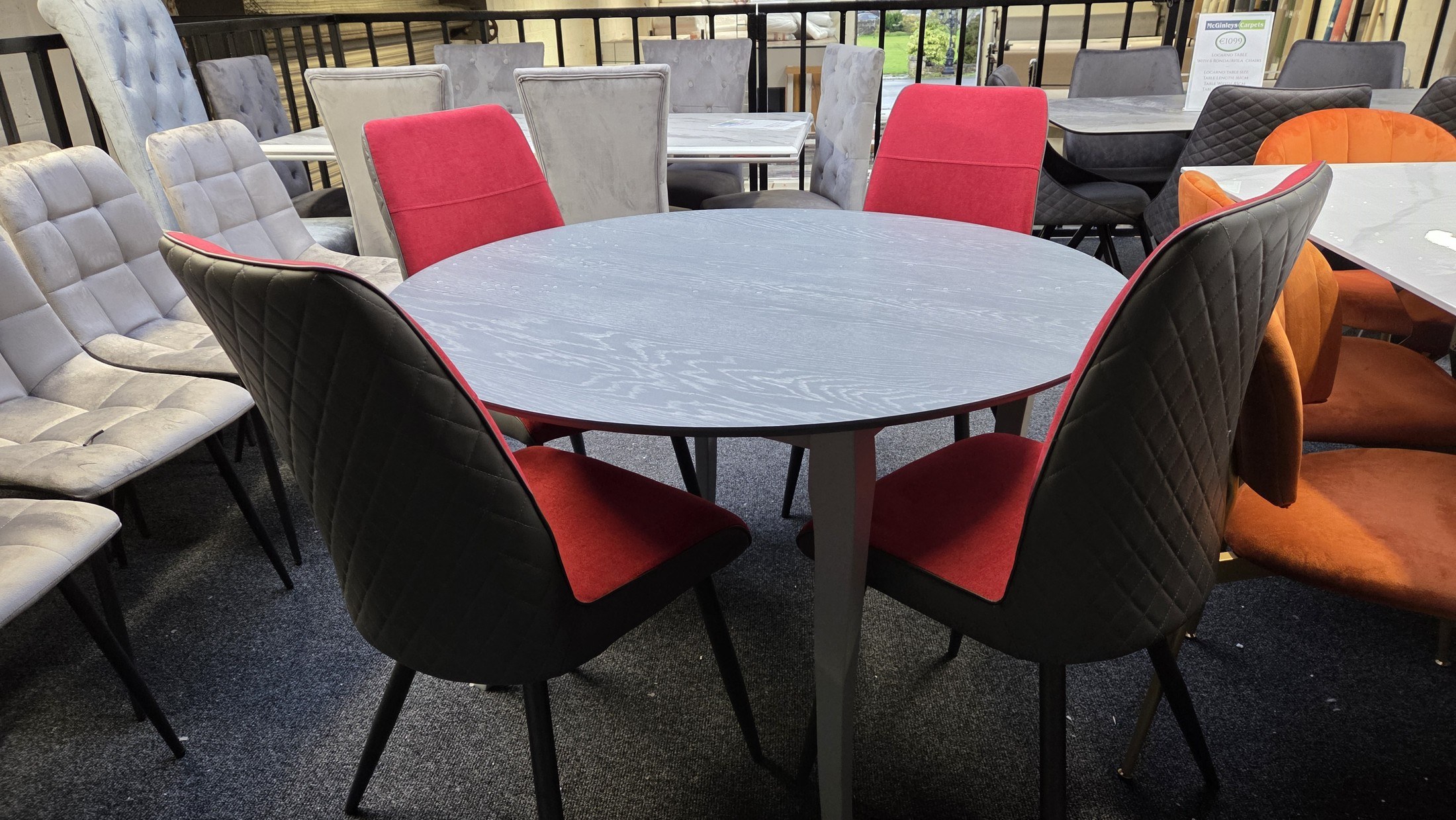 Round Warrington Dining Set with 4 Red Chairs