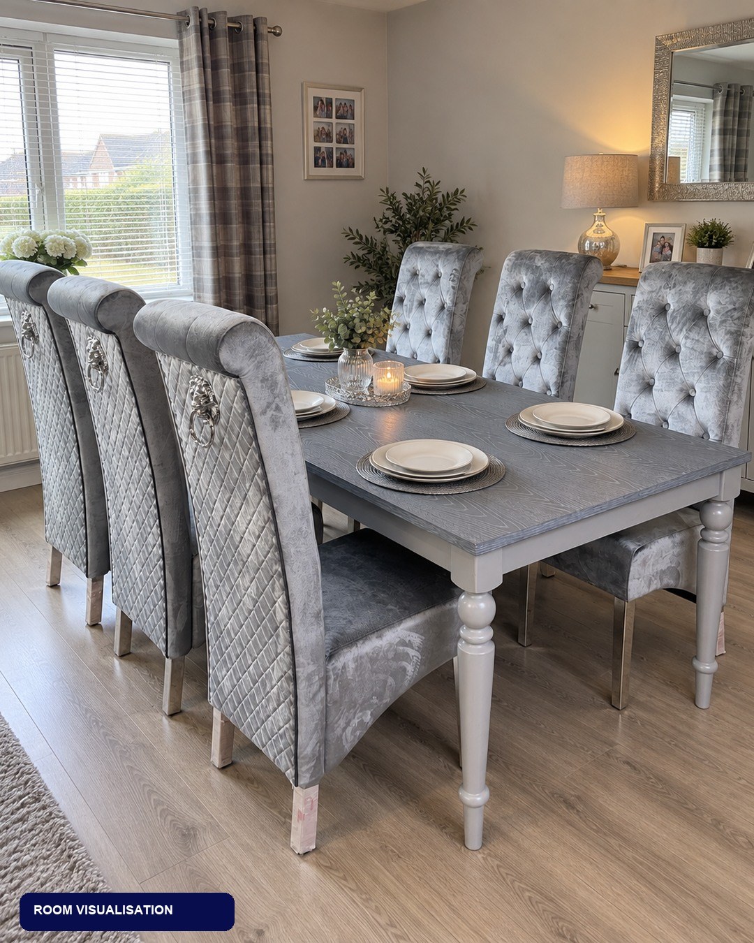 Warrington 7ft Grey Dining Set with 6 Alexander Chairs