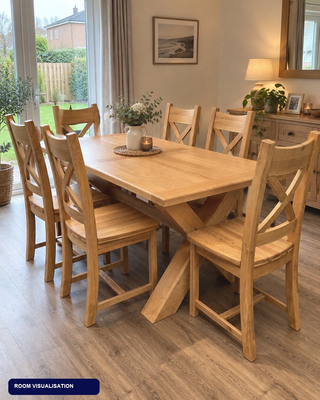 Westminster Oak Dining Table with 6 Heavy-Duty Chairs