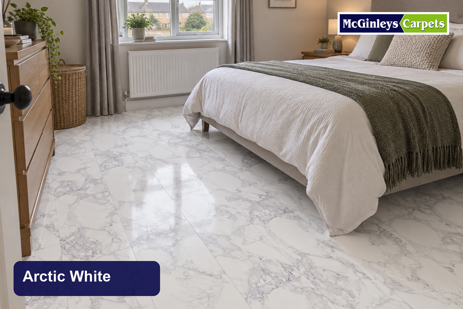 Arctic White — 8mm Tile-Effect Laminate — Aqualine XPT 8WP