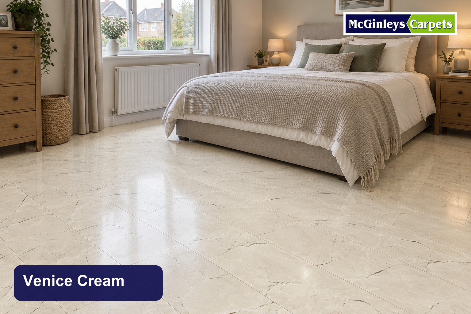 Venice Cream — 8mm Tile-Effect Laminate — Aqualine XPT 8WP