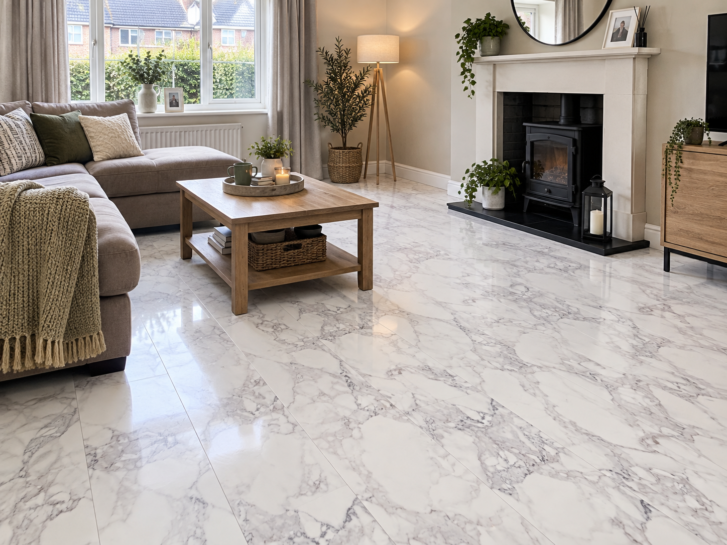 Arctic White — 8mm Tile-Effect Laminate — Aqualine XPT 8WP