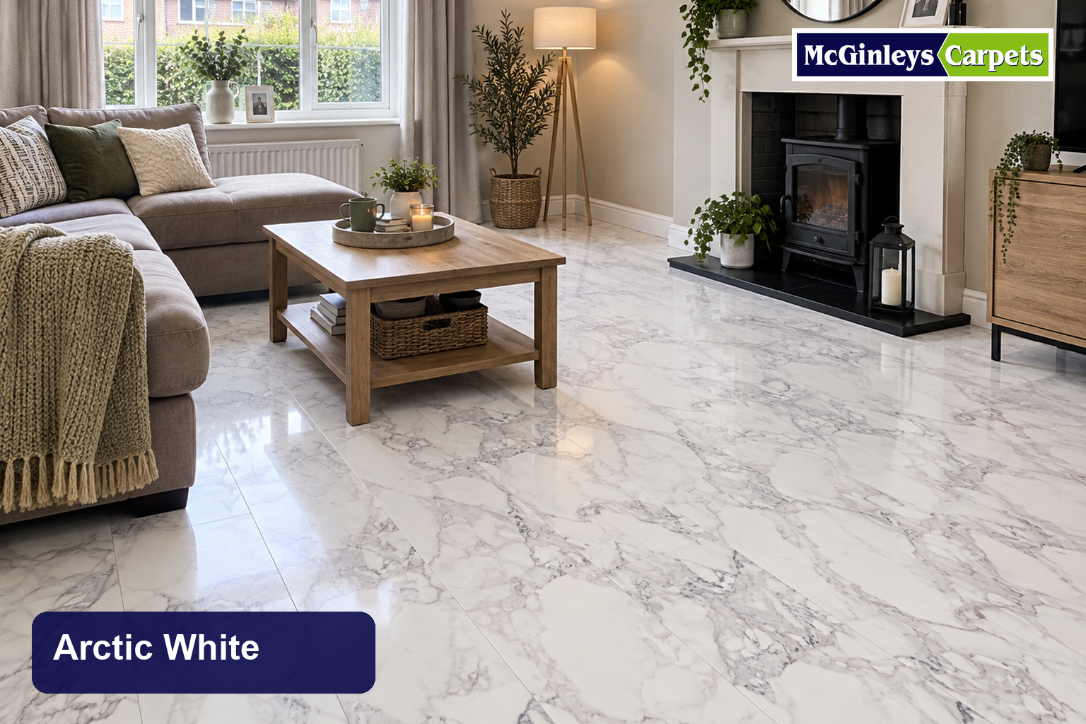 Arctic White — 8mm Tile-Effect Laminate — Aqualine XPT 8WP