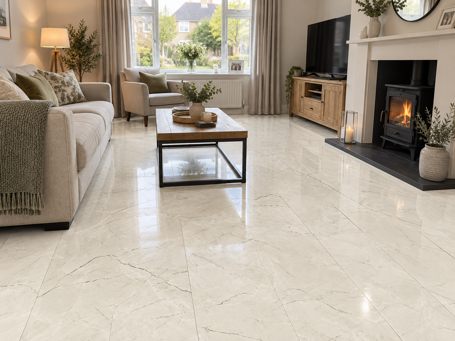 Venice Cream — 8mm Tile-Effect Laminate — Aqualine XPT 8WP
