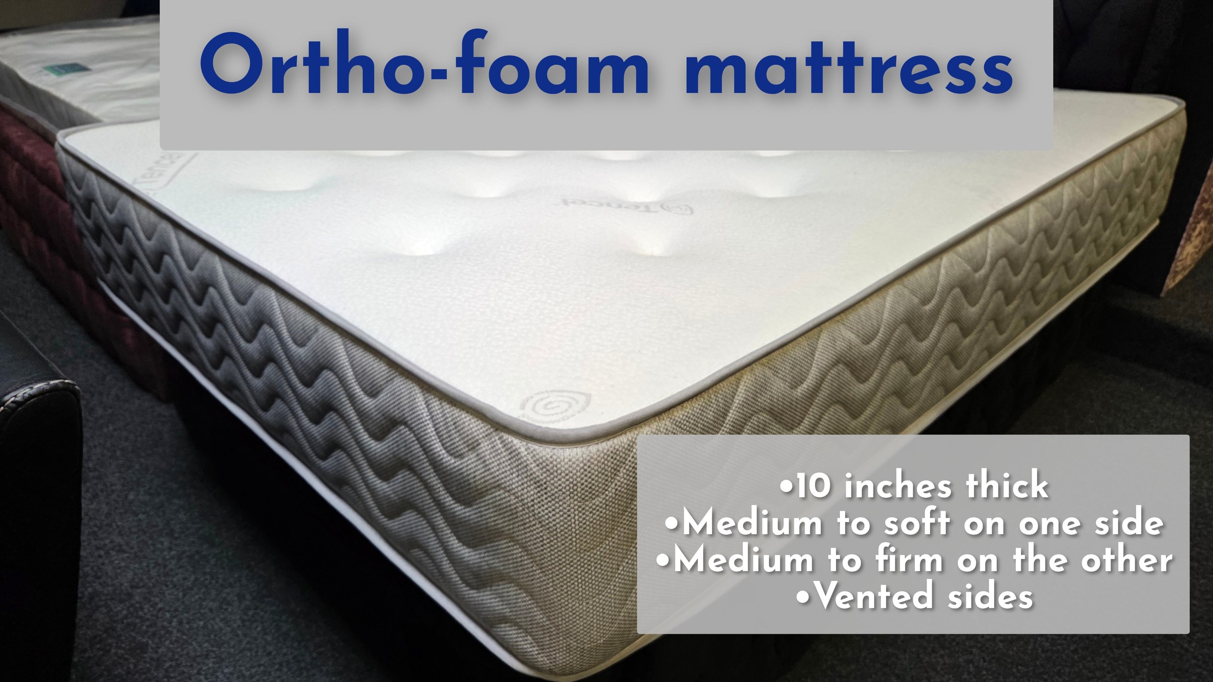 Ortho-Foam mattress with quilted top and vented sides