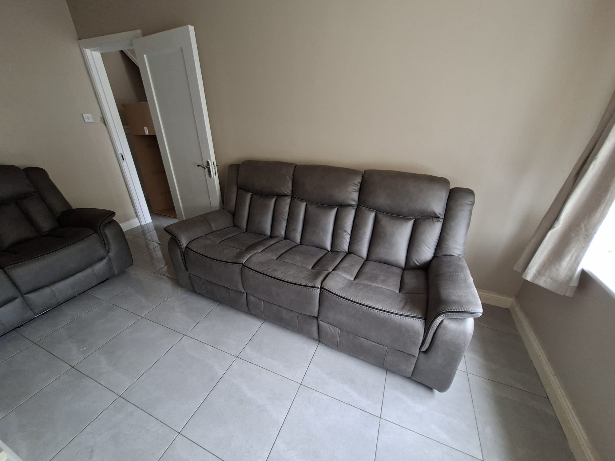 Arizona Suede-Effect Reclining Sofa — grey