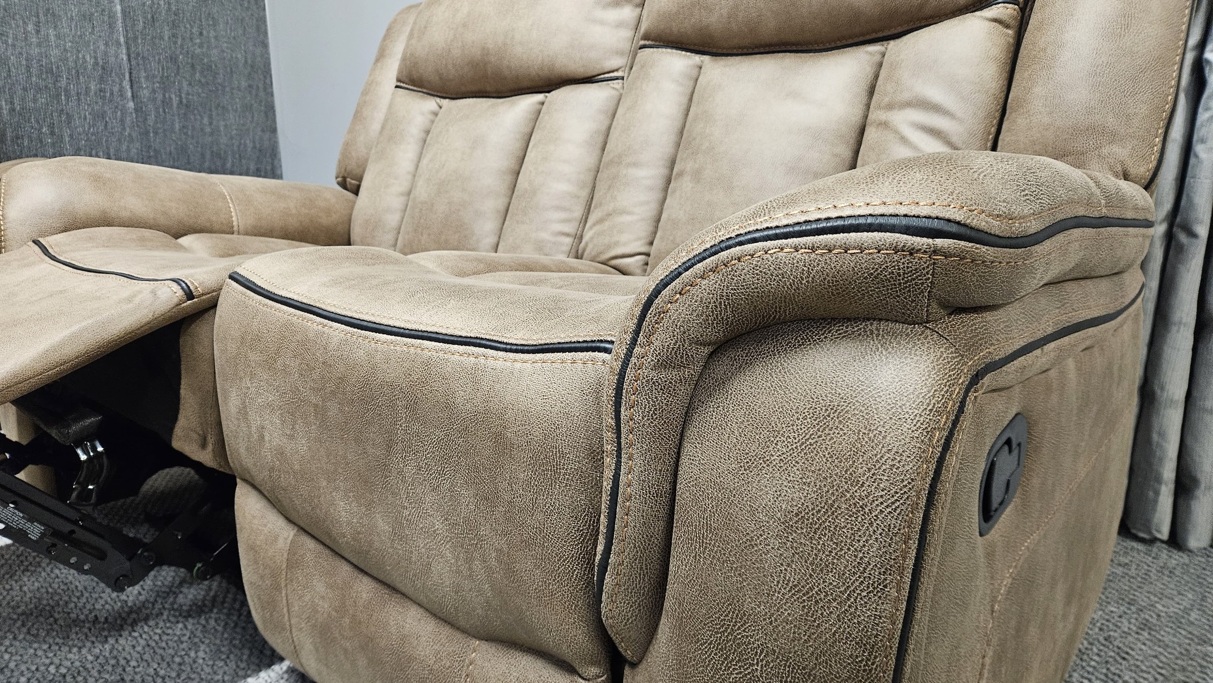 Arizona Suede-Effect Reclining Sofa — sand