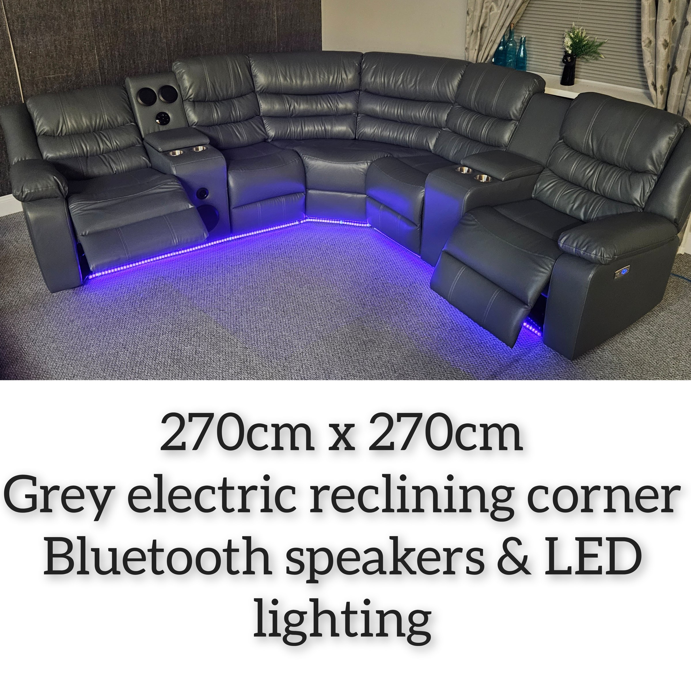 Athens Electric Reclining Corner Sofa — grey