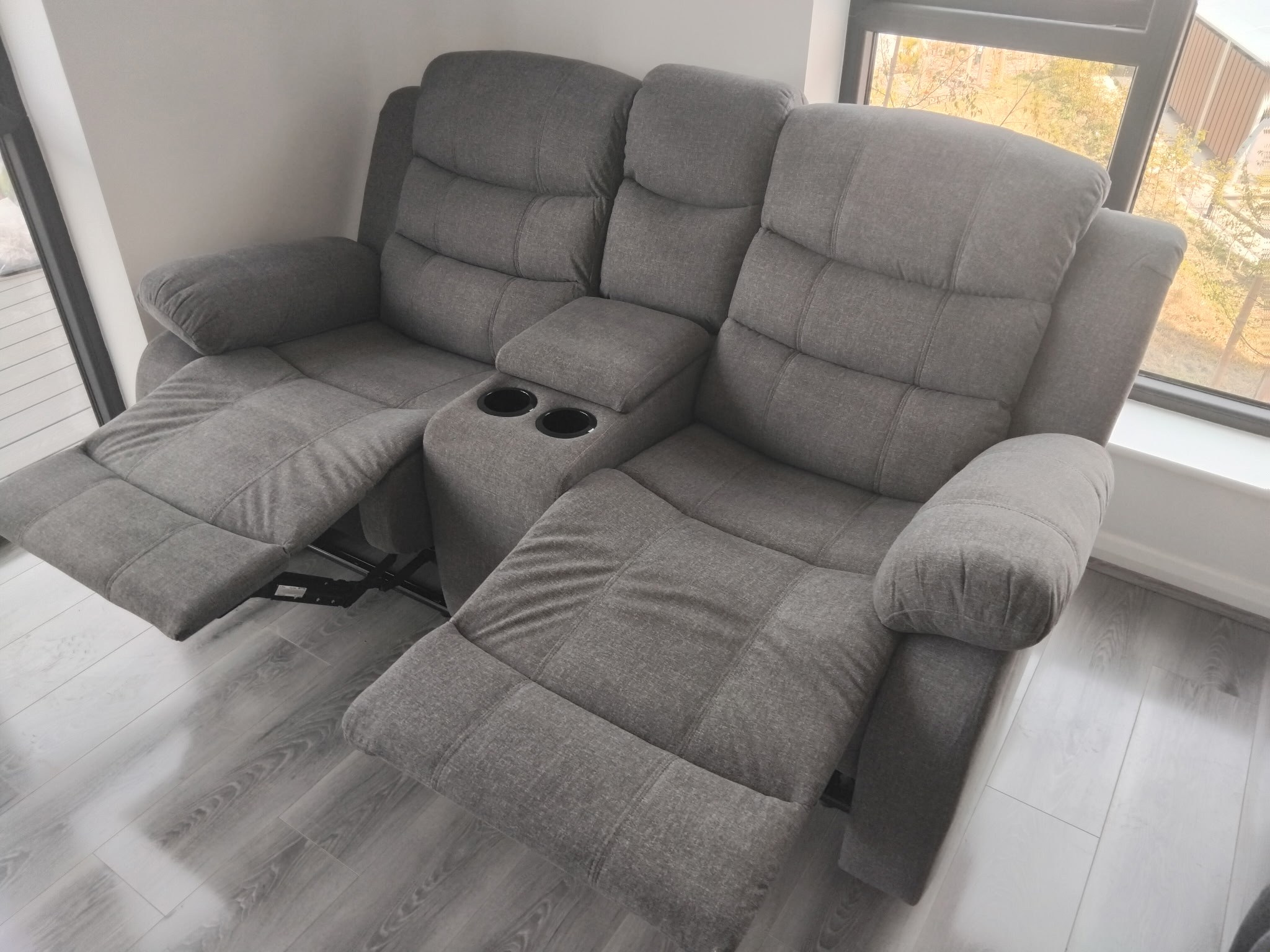 Ivy Reclining Fabric Sofa — grey