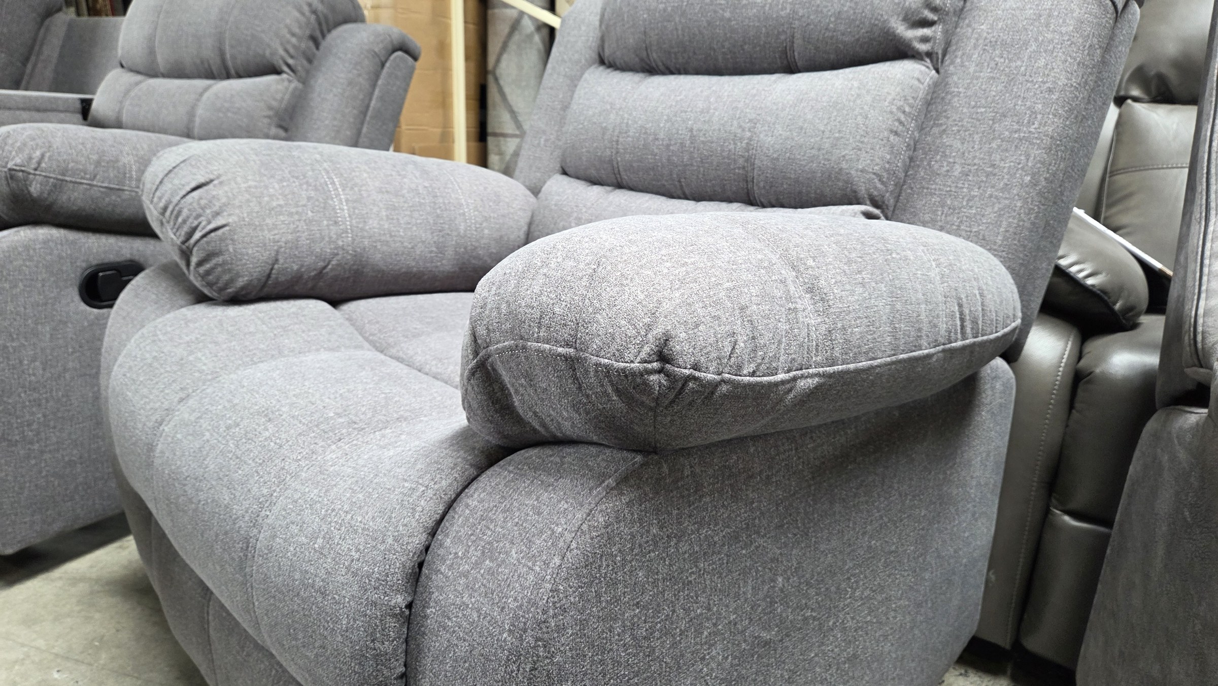 Ivy Reclining Fabric Sofa — grey