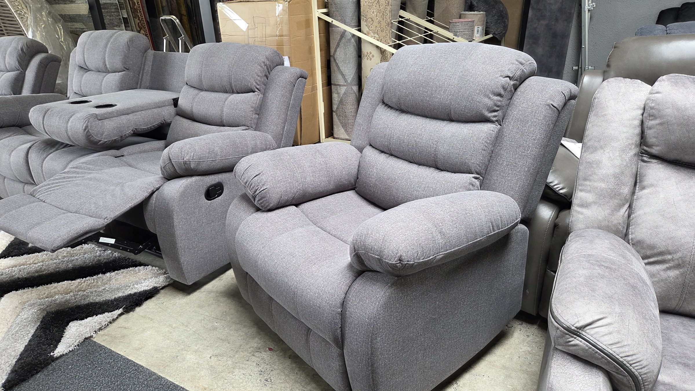 Ivy Reclining Fabric Sofa — grey