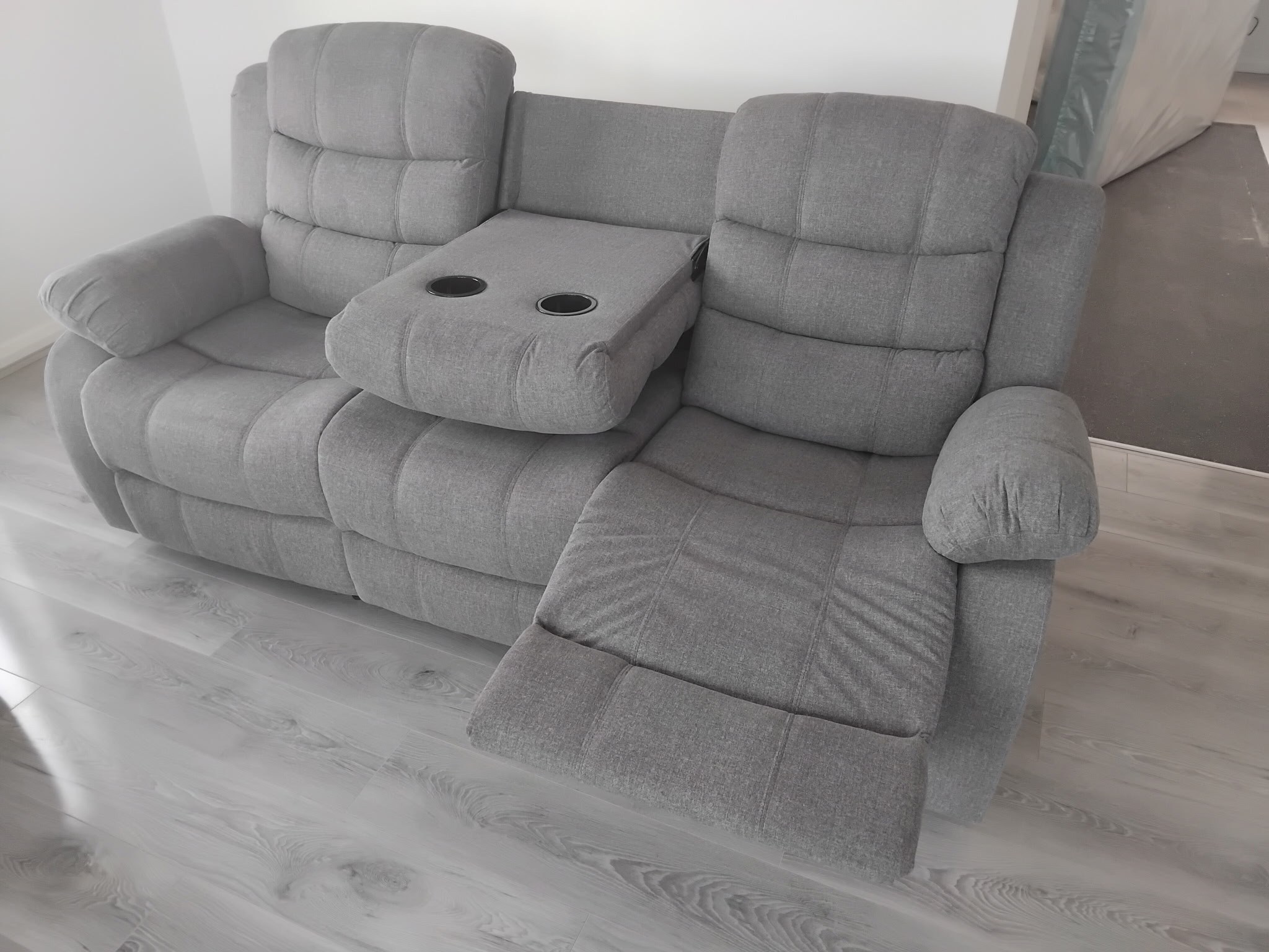 Ivy Reclining Fabric Sofa — grey