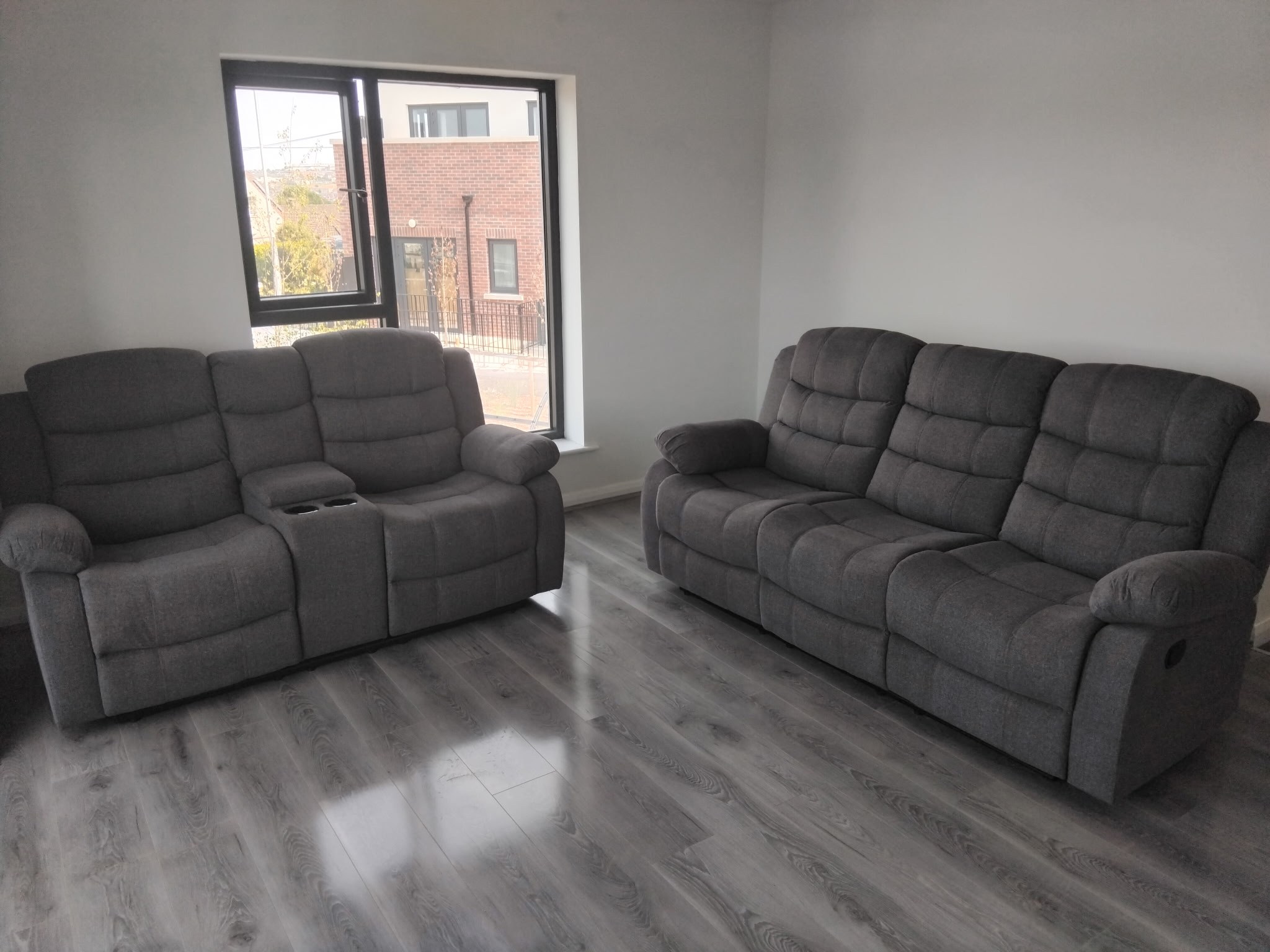 Ivy Reclining Fabric Sofa — grey