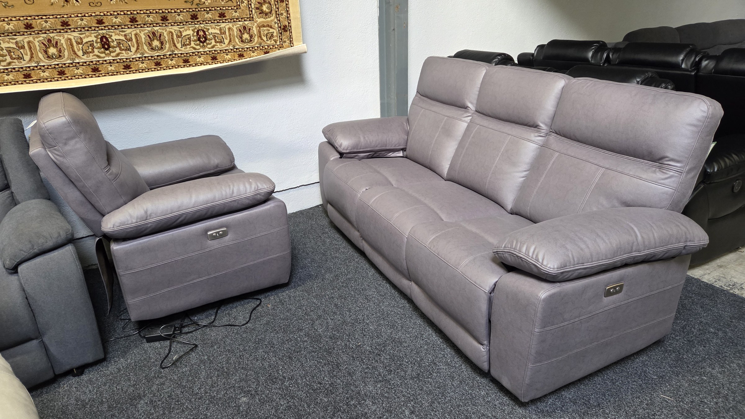 Pembroke Electric Reclining Sofa Suite — grey