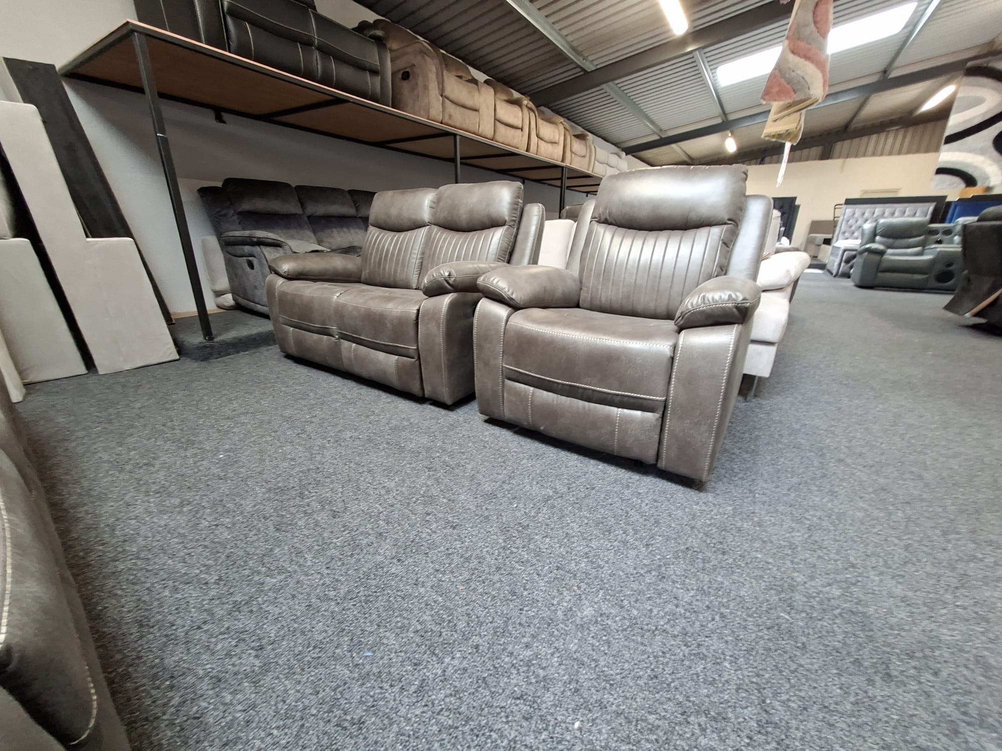 Stockton Fully Reclining Sofa Suite — grey