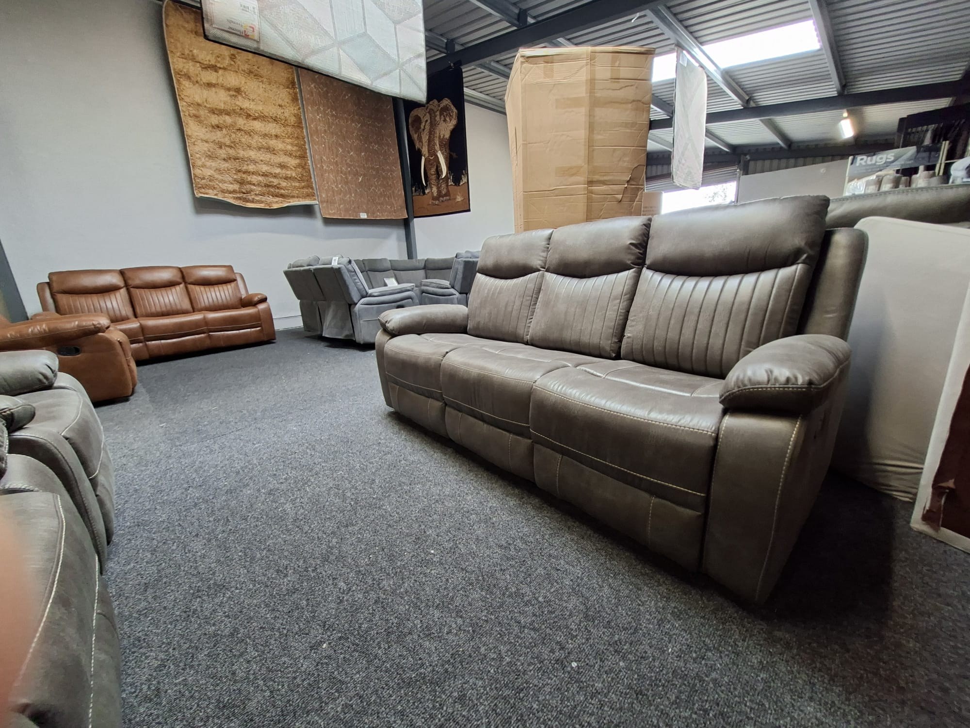 Stockton Fully Reclining Sofa Suite — grey