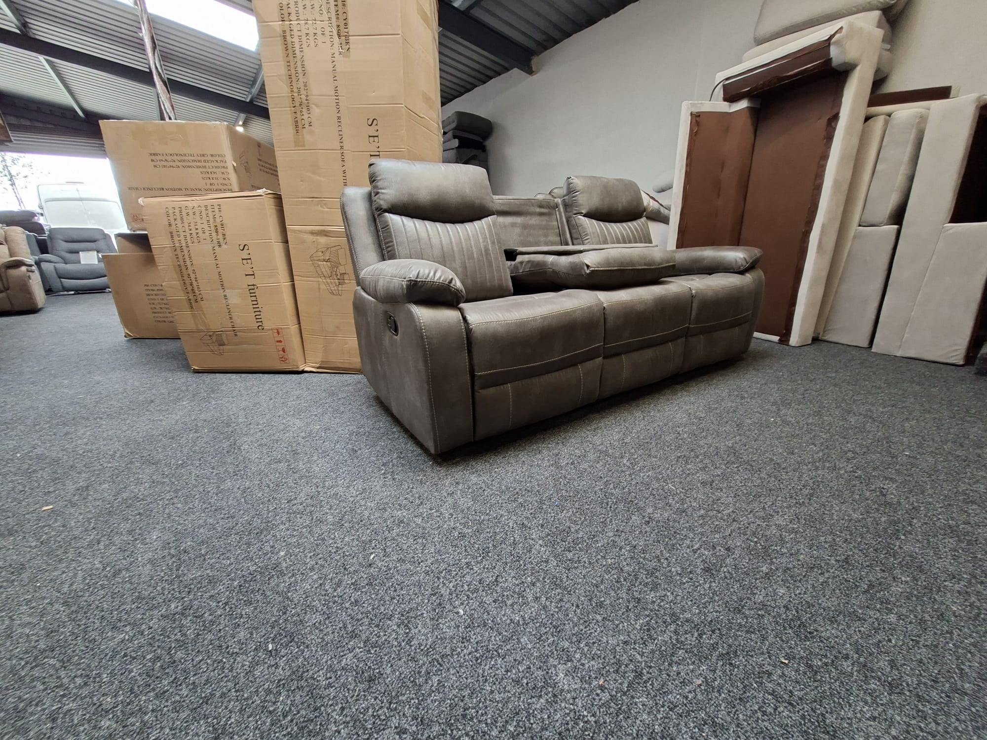 Stockton Fully Reclining Sofa Suite — grey