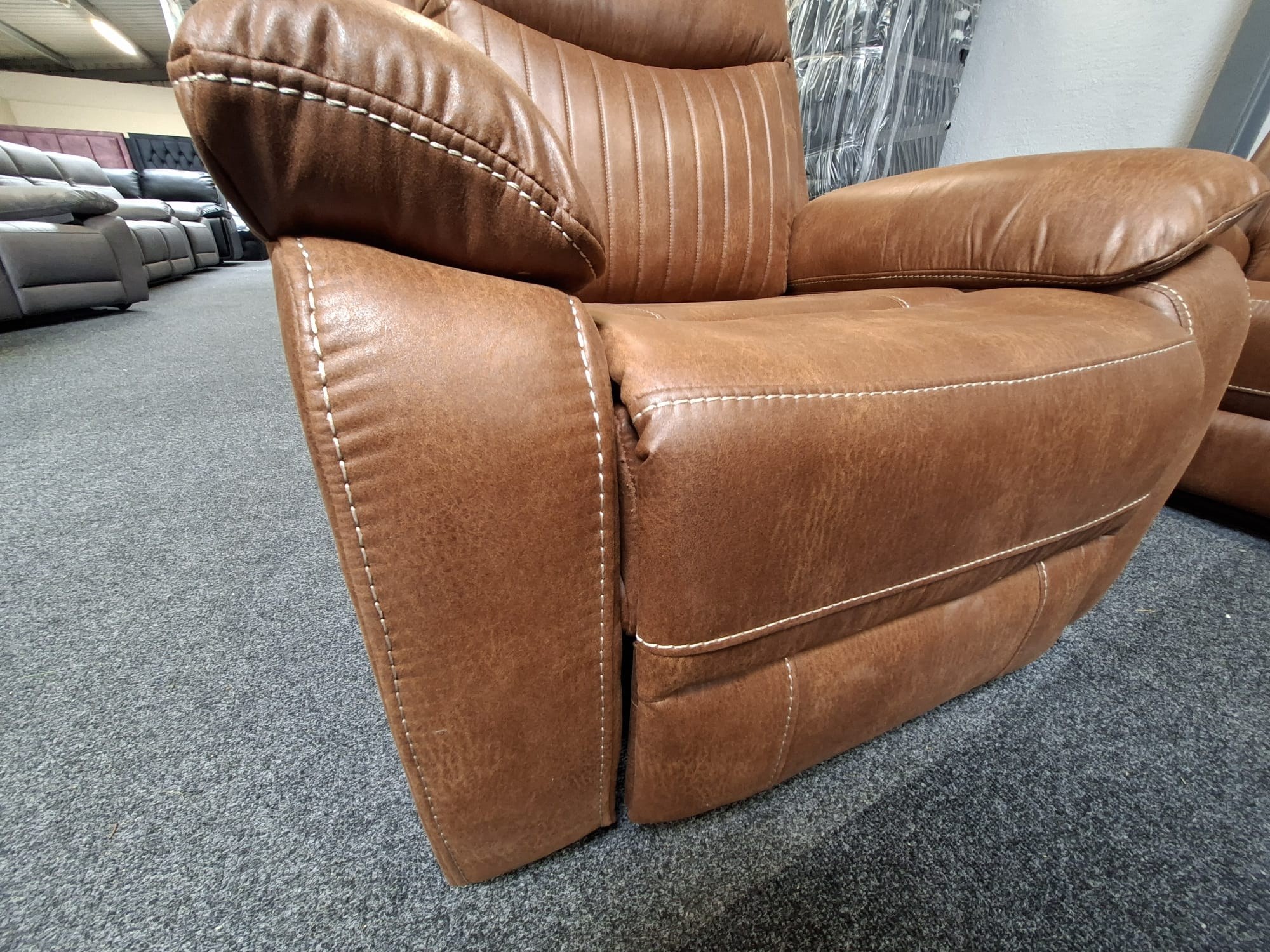 Stockton Fully Reclining Sofa Suite — tan