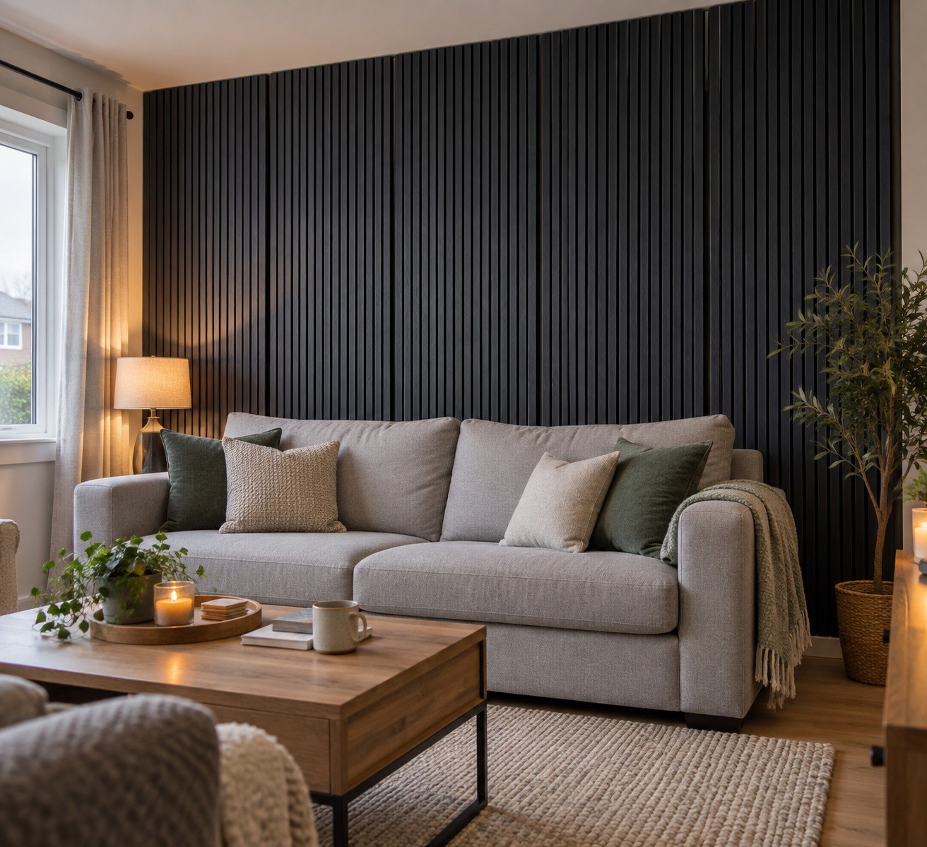 Slatted Acoustic Wall Panel — black
