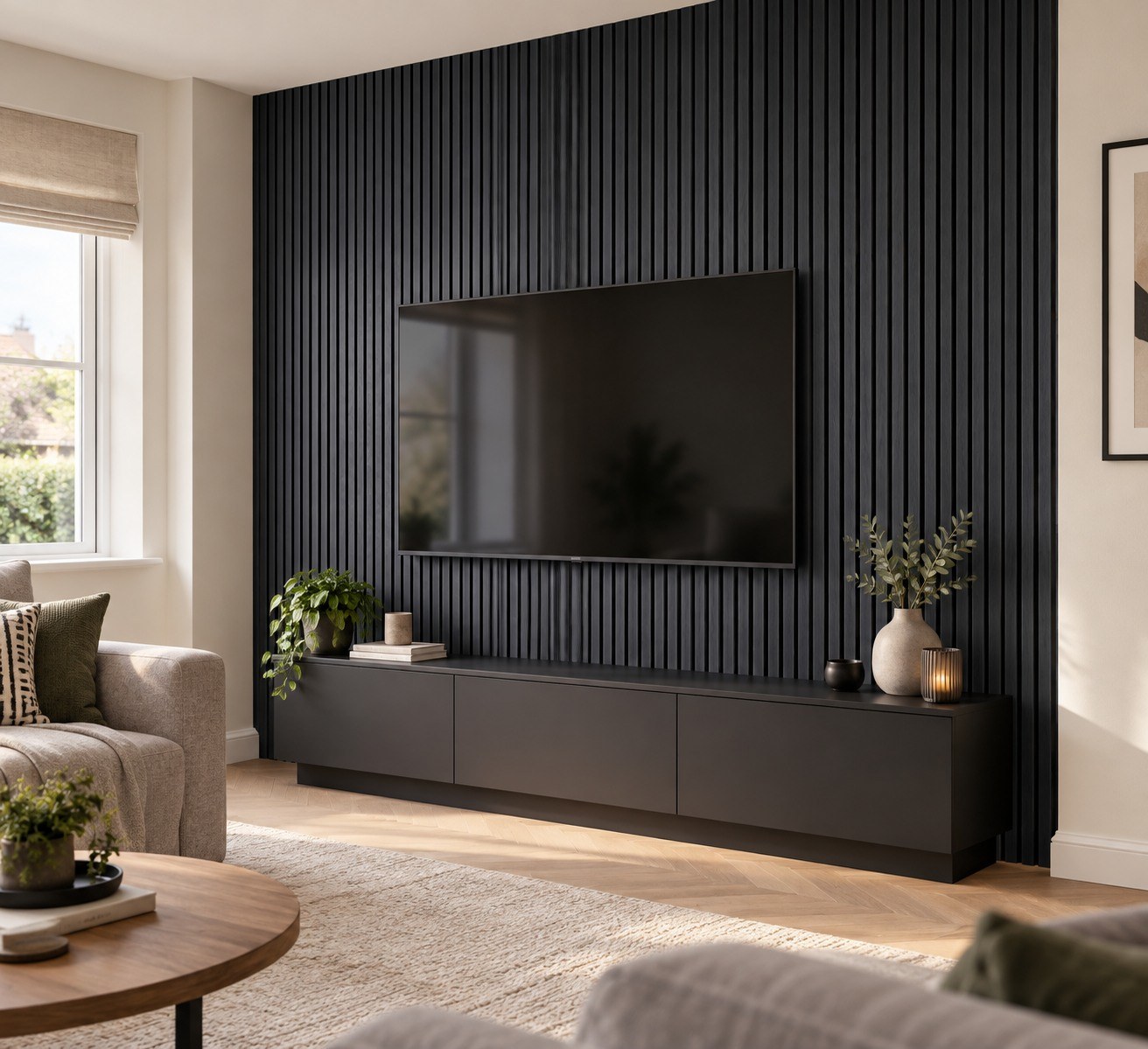 Slatted Acoustic Wall Panel — black