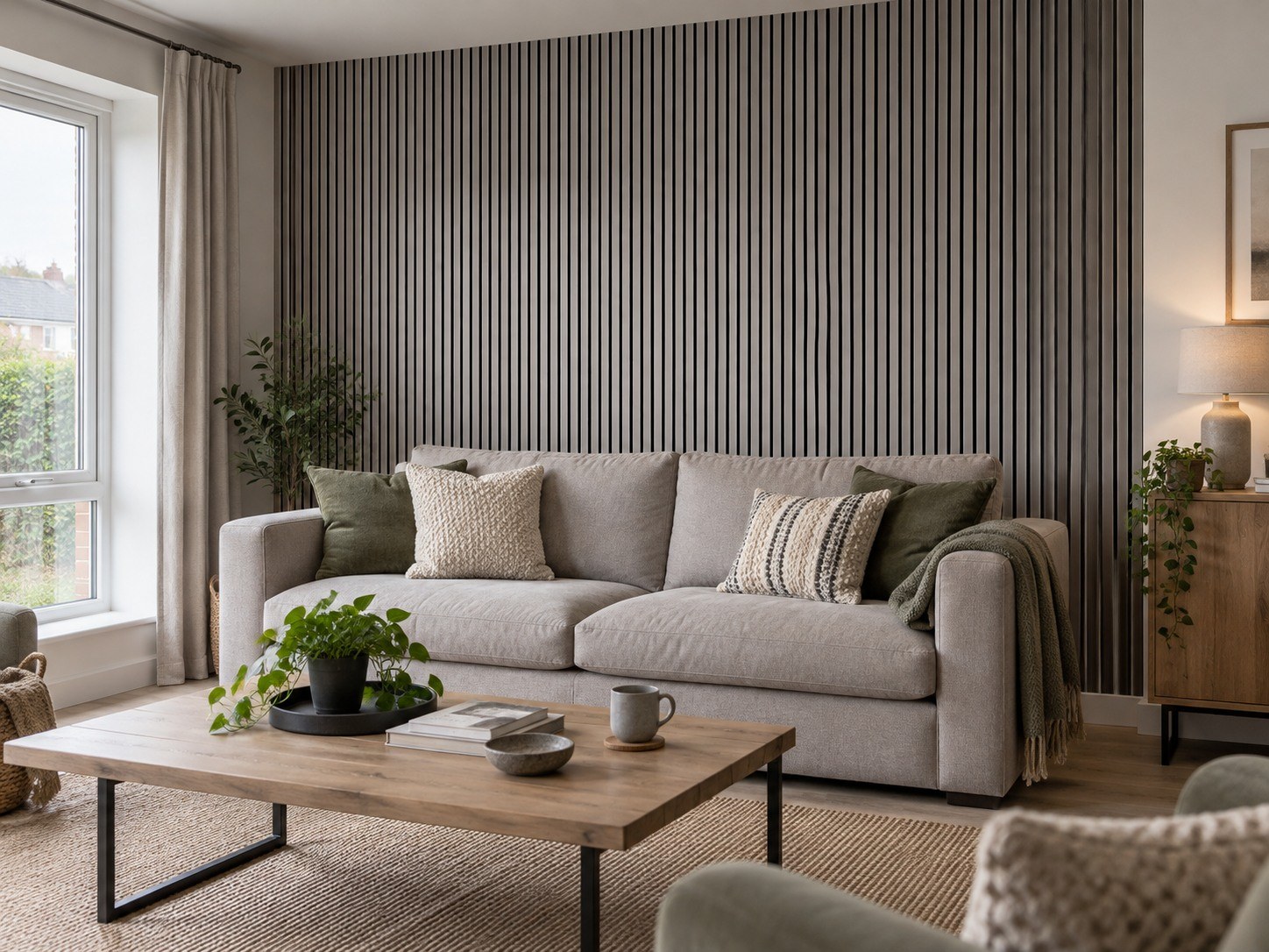 Slatted Acoustic Wall Panel — grey