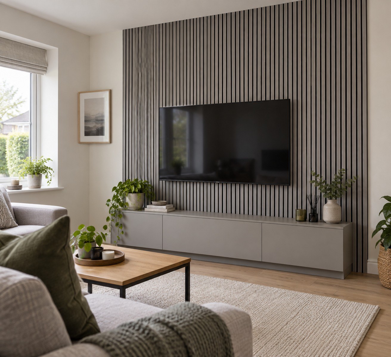 Slatted Acoustic Wall Panel — grey