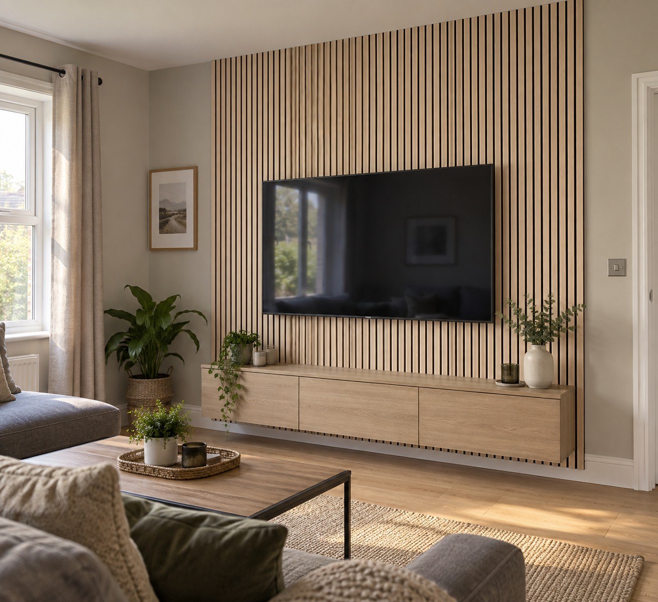 Slatted Acoustic Wall Panel — oak