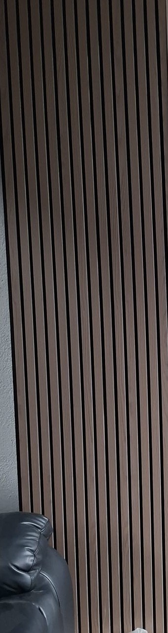 Slatted Acoustic Wall Panel — walnut